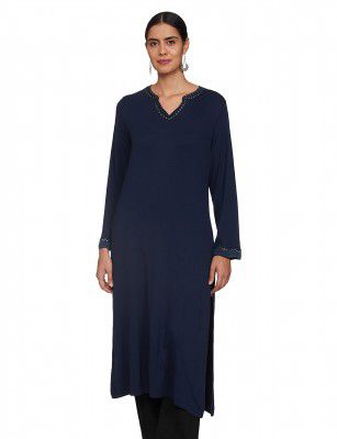 BIBA Women Polyester Straight Poly Span Kurta