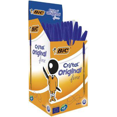 Bic Cristal Fine Ball Pen Set (Pack of 50 pens - Blue) | Fine writing Ball pens