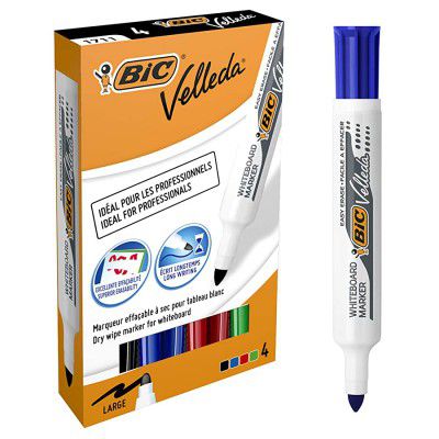 Bic Velleda Whiteboard Marker Set - Pack of 4 (Multicolour)