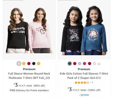 Big Loot | Preneum T-shirts from ₹3