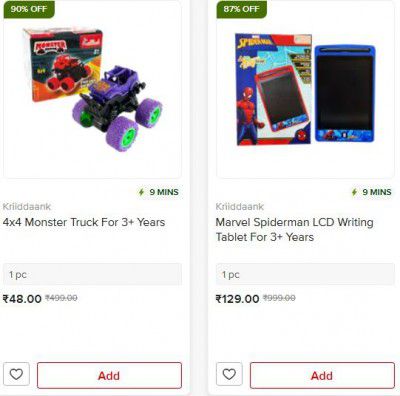 Bigbasket Loot : Up to 90% OFF - Kriiddaank Toys 
