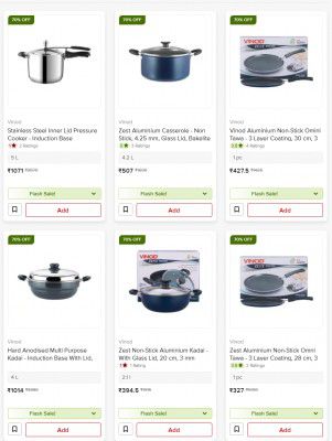 BigBasket Loot | Vinod Cookware at FLAT 70% OFF