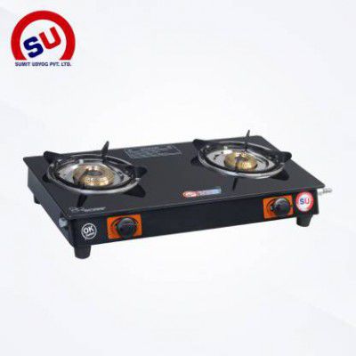 BIGFLAME Twin Glass Mini Magic Glass Manual Gas Stove  (2 Burners)
