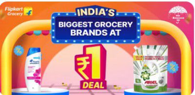 Flipkart Grocery: Biggest Brand at Rs 1 [ Buy ₹1199 & Unlock ₹1 Deal ]