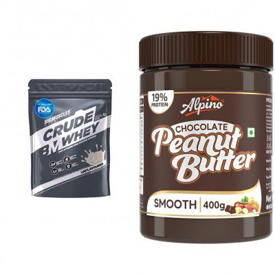 Bigmuscles Nutrition Crude Whey, 1kg and Alpino Chocolate Peanut Butter Smooth, 400 gm