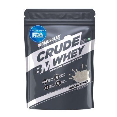 Bigmuscles Nutrition Crude Whey 1kg | US FDA REGD. BRAND | 24g Protein, 5.5g BCAA, 4 g Glutamine
