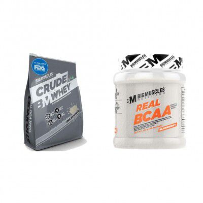 Bigmuscles Nutrition Crude Whey 2kg & Real BCAA [50 Servings, Blueberry]