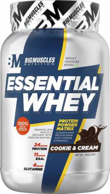 BIGMUSCLES NUTRITION Essential Whey Protein | 24g Protein with Digestive Enzymes, Vitamin & Minerals Whey Protein  (1 kg, Cookie & Cream)
