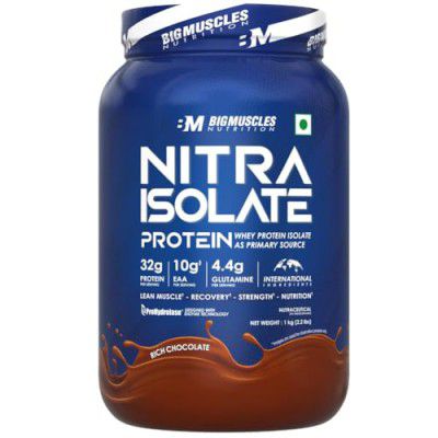 Bigmuscles Nutrition Nitra Isolate, 1kg Rich Chocolate | 32g Protein | 10g EAA