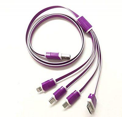 BigPlayer 1 Meter Portable 4 in 1 Charging Data Cable (Compatible with All Android Smart Phones), Multi-Coloured