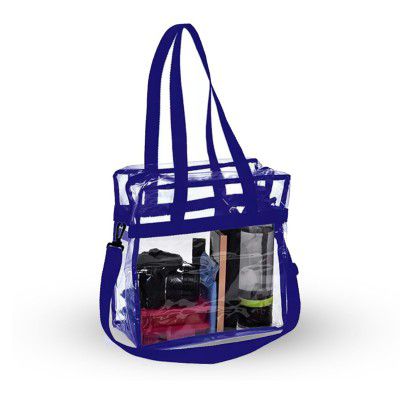 BigPlayer Clear Stadium Tote Bag; Stadium Approved with Handles and Zipper; 12”x12”x6” Size; Blue