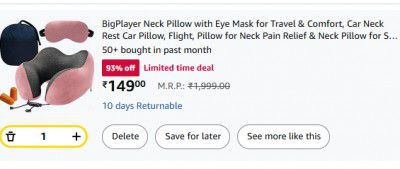 BigPlayer Neck Pillow with Eye Mask for Travel, Pillow Car, Flight for Neck Pain Relief  - Includes Eye Mask, Carry Bag, and Ear Plugs