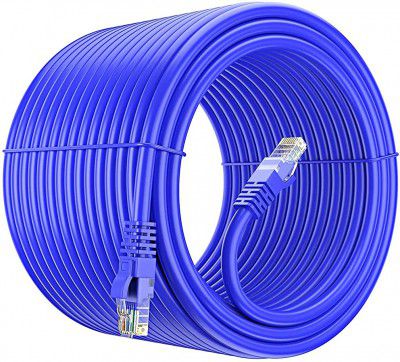 BigPlayer RJ45 CAT5 Ethernet Patch/LAN Cable with Gold Plated Connectors Supports Upto 1000Mbps -50Feet (15 Meters) - (Blue) (MST-797)