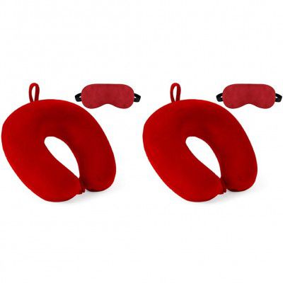 BigPlayer Velvet Comfort Duo: Premium Neck Pillow & Eye Mask Combo for Airplane Travel
