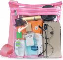 BigPlayer Women’s Clear Vinyl Cross-Body Purse; Stadium Approved with Adjustable Strap and Extra Inside Pocket; Pink...