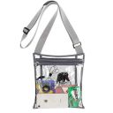 BigPlayer Women’s Clear Vinyl Cross-Body Purse; Stadium Approved with Adjustable Strap and Extra Inside Pocket; Grey...