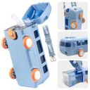 BIGXEN Bus Water Bottle for Kid with Straw and Sticker Sport Plastic Portable Drinking Bottle for Kids Girls School Supplies (BusBottle_Blue_500ml)...