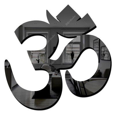 Bikri Kendra - Art BK36, Om Black - 3D Acrylic Mirror Stickers for Wall