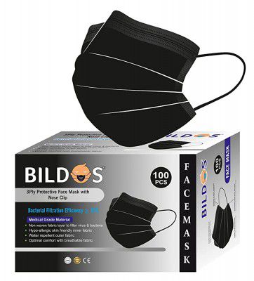 Bildos® Non-Woven Fabric 3 Layer Disposable Surgical Face Mask with Nose Clip CE (Pack of 100)