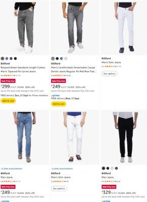 Billford Men's Jeans Starts ₹249 | Upto 92% Off