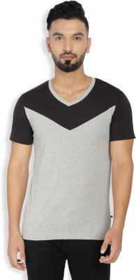 Billion  PerfectFit Solid Men V-Neck Black, Grey T-Shirt