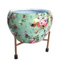 Bindal Home Decor Metal Pot with Stand 15 x 15 cm (Blue) , 1 Piece...