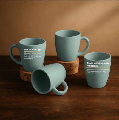 Bio Composite Material Vintage Brew Single Mug Tea Cup Size- 300 ml Set of 4