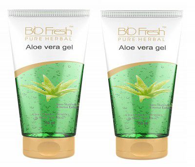 Biofresh Aloe Vera Gel | 100% Organic for Skin with Vitamin E and Antiseptic Herbs-150ml (Pack of 2)
