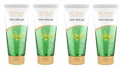 Biofresh Aloe Vera Gel | 100% Organic for Skin with Vitamin E and Antiseptic Herbs 60ml (Pack of 4)