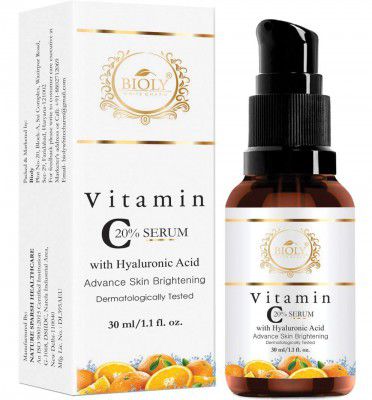 Bioly White Charm Vitamin C Serum 20% + Hyaluronic Acid + Vitamin E Serum for Advance Skin Brightening and Lightening (30 ml)