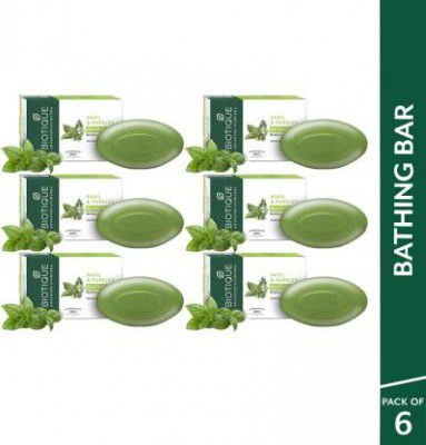 BIOTIQUE Basil & Parsley Revitalizing Bathing Bar Soap | All Skin Types (6 x 150 g)