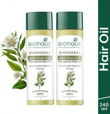 BIOTIQUE Bhringraj Therapeutic Hair Oil for Falling Hair| Intense Hair Regrowth Hair Oil | 240 ml