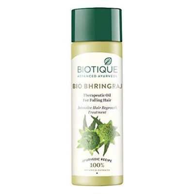 Biotique Bio Bhringraj Therapeutic Hair Oil for Falling Hair Intensive Hair Regrowth Treatment, 120ml