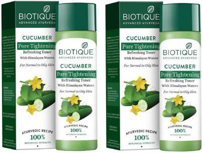 BIOTIQUE Bio Cucumber Pore Tightening Toner, 120ml (Pack of 2) Men & Women (240 ml)