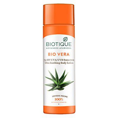 Biotique Bio Vera 75+SPF UVA/UVB Sunscreen Ultra Soothing Body Lotion, 190ml