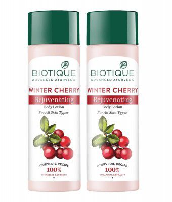 Biotique Bio Wintercherry Lightening And Rejuvenating Body Nourisher Lotion, 190Ml (Pack Of 2)