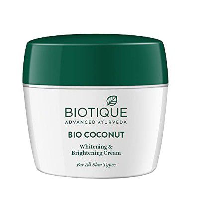Biotique Coconut Brightening Instant Glow Cream | Reduces Dark Spots and Protects Ageing |  All Skin Types | 175gm