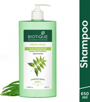 BIOTIQUE Fresh Neem Anti Dandruff Shampoo & Conditioner | Controls Dandruff & Dryness (650 ml)