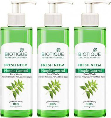 BIOTIQUE Fresh Neem Pimple Control Buy 2 Get 1 Free (200X3) Face Wash