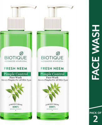 BIOTIQUE Fresh Neem Pimple Control Prevents Pimples | All Skin Types | Face Wash (400 ml)