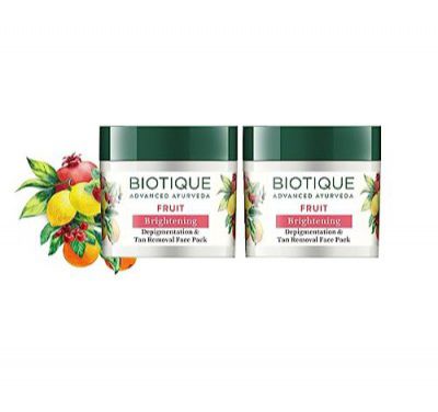 Biotique Fruit Brightening Depigmentation and Tan Removal Face Pack | 75gm (Pack of 2)