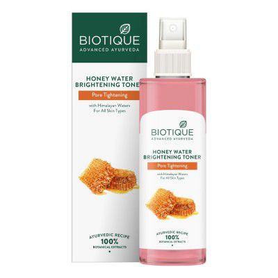 Biotique Honey Water Pore Tightening Brightening Toner with Himalayan Waters | Suitable for All Skin Types | 200ml