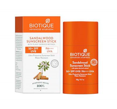 Biotique Sandalwood Sunscreen Stick -  20Gm, SPF 50+ | Water Resistant | For All Skin Types
