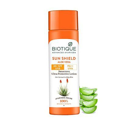 Biotique Sun Shield Aloe Vera 30+ SPF Sunscreen Ultra Soothing Lotion - 120ml