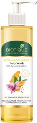 Biotique Ubtan & Collagen Body Wash with Goodness of Turmeric & Saffron for Unclogging Pores|Fresh and Radiant Skin - 200ml