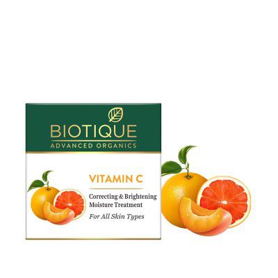 Biotique Vitamin C Correcting and Brightening Non Greasy Face Cream for All Skin Types, 50g