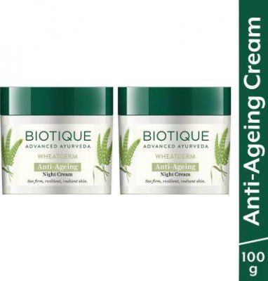 BIOTIQUE Wheat Germ Anti- Ageing Night Cream Reduces Fine Lines & Lightens dark Spots  (100 g)