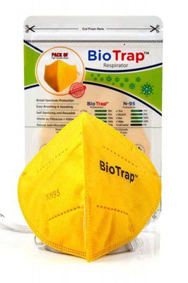 BIOTRAP Polypropylene fabric Respirator Self-Sanitizing; No VALVE; and Reusable Mask for Men & Women - Pack of 2