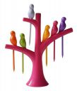 Birdie Plastic Fruit Fork Set with Stand, 6-Pieces, Multicolour...