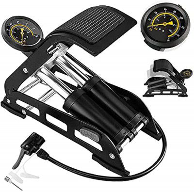 BIRDLINE Double Cylinder Portable High Pressure Foot Air Pump Compressor for Car and Bike